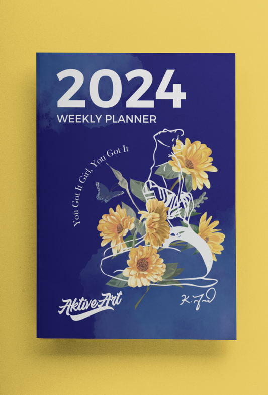 2024 Monthly + Weekly Planner: AktiveArt Flower Girl Cover Paperback