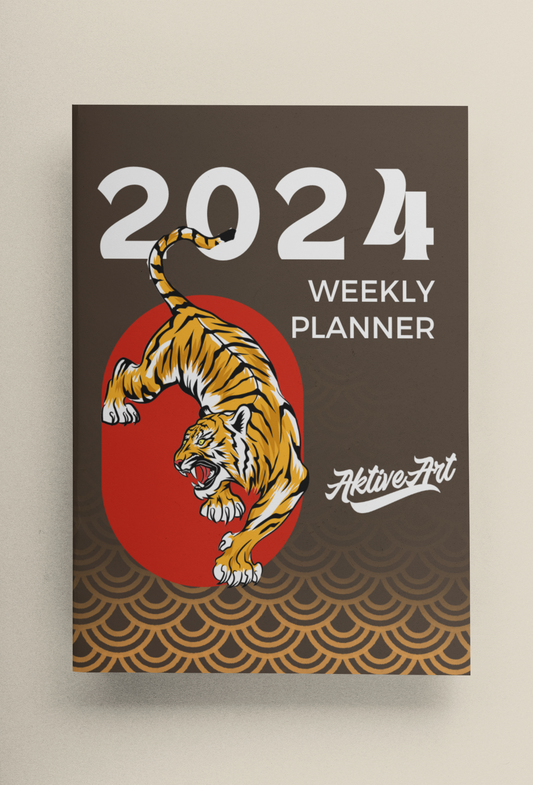 2024 Monthly + Weekly Planner: AktiveArt Tiger Cover Paperback