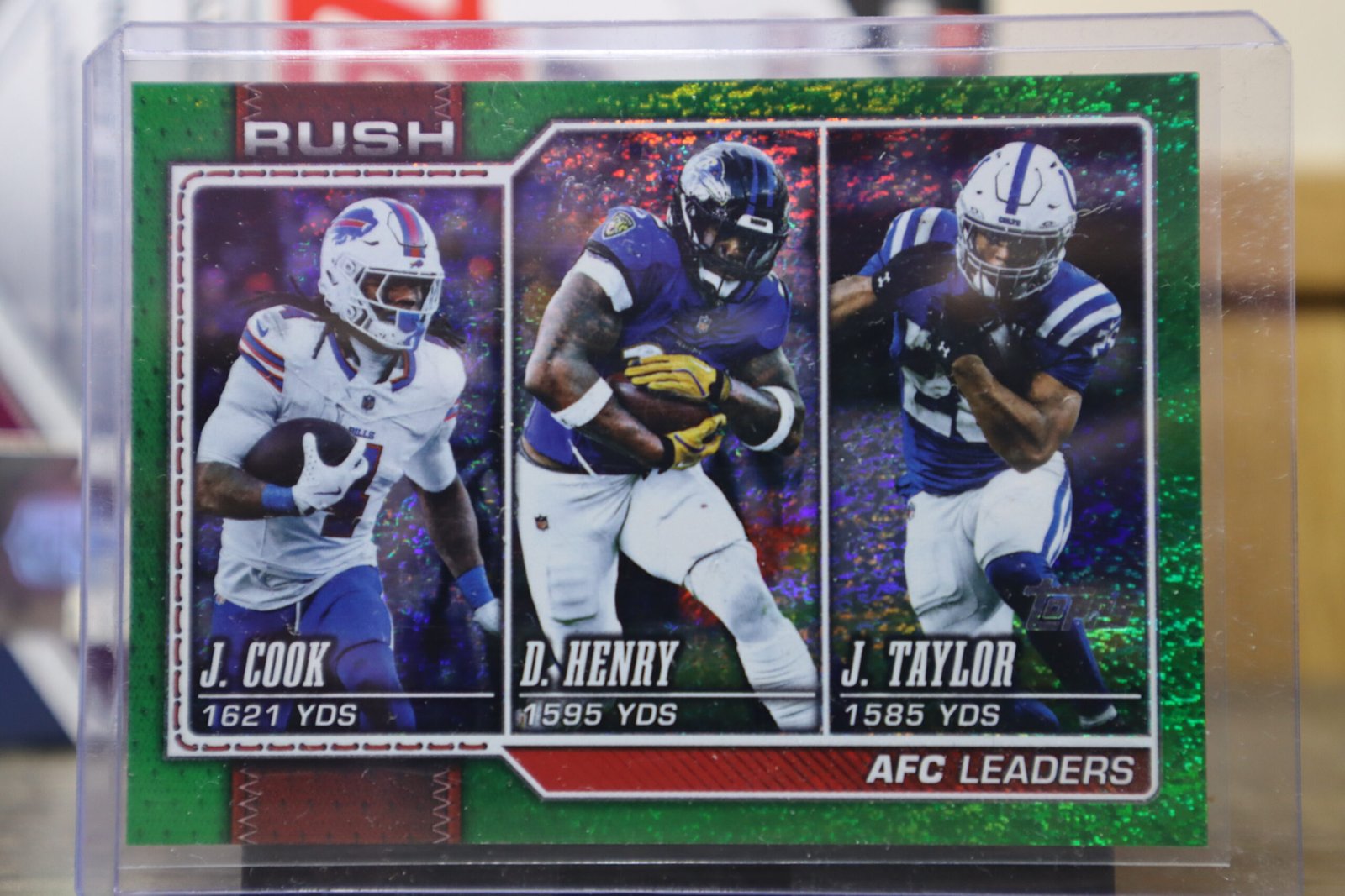 AFC Rush Leaders 2026 Topps Flagship Football Green Sandglitter 81/99